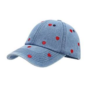 Casquette de baseball unisexe en coton avec broderie à pois rouges, chapeau décontracté pour le printemps et l'été, ajustement réglable - Product Image 2