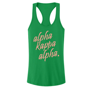 Camiseta sin mangas AKA Signature verde para mujer, estilo racerback, mezcla de algodón, suave, transpirable, informal, para fitness, verano, uso diario - Product Image 1