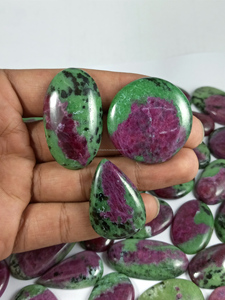 Natural Ruby Zoisite Loose Gemstone Red Green Cabochon Mix 20-35mm Oval to Fancy Shapes for Jewelry Making by Radha Arts - Product Image 6