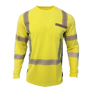 เสื้อยืดแขนยาวสีเหลืองนีออนนิรภัย 100% โพลีเอสเตอร์ ยี่ห้อ Beauty Leather Industries สำหรับผู้ชาย - มาตรฐาน ANSI Class 2 EN ISO 20471 Class 1 LED - Product Image 3
