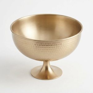 Bol de service sur pied en acier inoxydable SS304 de 22 cm, fait main, de haute qualité, finition PVD Or Champagne, avec piédestal Surya Gold, pour la décoration intérieure et les hôtels - Product Image 3