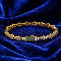 Bracelets Hiphop en Moissanite et Diamants, Plaqué Or, Maillons de Chaîne, Bijoux Unisexe, Cadeau Idéal pour Fête