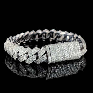 Bracelet RB Gems Iced Cuban Link 12MM Moissanite VVS Argent Sterling 925 Plaqué Or Rose Rhodié Style Hip Hop Fermoir Boîte 0.4g - Product Image 2