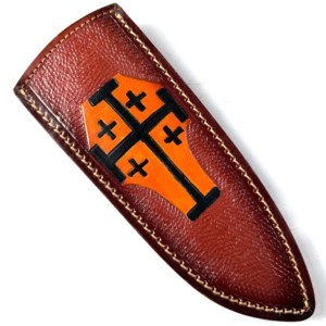 Funda de cuero pintada a mano de alta calidad, hecha en fábrica, para cuchillos de hoja fija. - Product Image 1