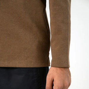 High Quality Custom Logo <b>Men's</b> Button 100% Cotton Jersey Plain Dyed Solid Long Sleeve Breathable 220g Solid Color Casual Style - Product Image 4