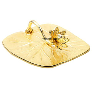 Porte-serviettes en métal pour mariage, nouveau design en aluminium en forme de fleur, plaqué or - Product Image 1