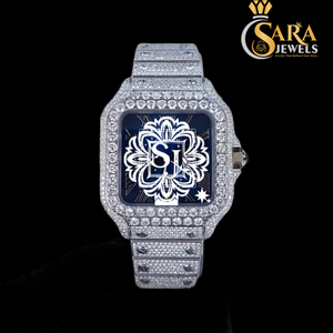 Lujoso reloj con esfera de diamantes personalizado con bisel de arcoíris Movimiento automático Encanto DE MODA DE ACERO INOXIDABLE - Product Image 1