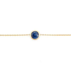Pulsera de Oro Sólido de 14K con Zafiro Azul Engastado en Bisel, Precio Mayorista de Fábrica, Joyería Apilable para Uso Diario, Proveedor - Product Image 3