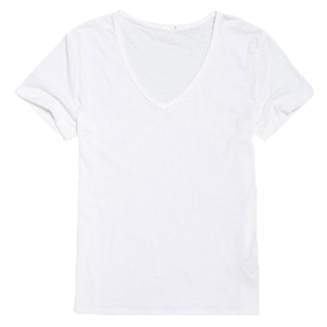 T-shirt en jersey de coton blanc à col en V et manches courtes pour femme, coupe classique, couleur unie, respirant, idéal printemps-été - Product Image 2