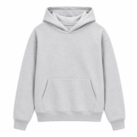 Sweat à capuche polaire oversize unisexe pour l'hiver, motif uni, poche kangourou doublée, 100 % coton, coupe ample