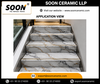 Carreaux de Porcelaine Émaillée Effet Marbre Brillant 600x600mm Luxe Moderne, Accents Briques Réfractaires, Antibactériens, Antidérapants pour Murs et Sols