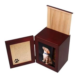 Luxury Modern Eco Friendly Durable Handmade Bamboo/Rosewood Engraved Rectangle Biodegradable Customized Size Pet <b>Urn</b> Cremation - Product Image 1