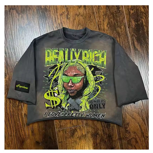 Custom Men <b>Drop</b> Shoulder Baggy Distressed Streetwear Dtg Printing Oversize Cropped t Shirt Cotton Vintage <b>Acid</b> Wash T Shirt - Product Image 1