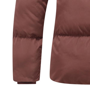 Women <b>Burgundy</b> Stand Collar <b>Puffer</b> <b>Jacket</b> Casual Solid Color Polyester Shell Windproof Zipper Closure Thin Fit Autumn Wear Brown - Product Image 6