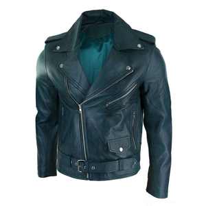 Chaquetas de cuero genuino de primera calidad al por mayor, con cremallera, estilo moderno, cuello vuelto, chaqueta de cuero de oveja desgastado para hombre - Product Image 5