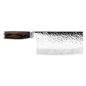 Cuchillo de Cocina Premier de 7 Pulgadas para Cortar Verduras, Acero de Damasco, Hoja Martillada, Mango de Madera, Herramienta de Corte Profesional - Product Image 1