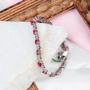 New Arrival 925 Sterling Silver Women's <b>Bracelet</b> Natural <b>Ruby</b> Cubic Zircon Oval Faceted Cut Gemstone Gold Party Engagement - Product Image 1