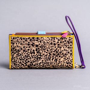 Cuero borla brazalete pulsera llavero mujer silicona madera con cuentas ID tarjetas de crédito cartera llavero algodón corto lazo marrón - Product Image 2