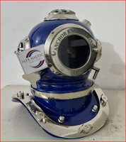 Casque de plongée ALFA-NAUTICAL en métal moulé bleu marine, modèle US Navy Mark V Anchor Mini Divers