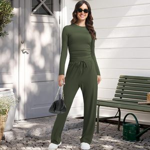 Womens Two Piece Outfit Full Sleeve T Shirt with Trouser Soft Cotton Fabric Comfortable Lounge Wear <b>Set</b> Fashionable Daily Wear - Product Image 5