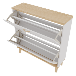 Freestanding Entryway Shoe <b>Storage</b> Cabinet with <b>2</b> Flip <b>Drawers</b> Narrow Shoe Rack Organizer - Product Image 2