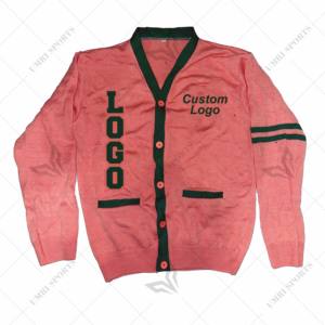 Cardigan en laine acrylique tricoté sur mesure pour les organisations, les sororités, les vêtements grecs, avec broderie et logos en chenille - Product Image 6