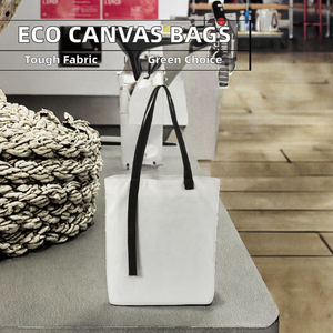 Sacs de courses en toile biodégradables et recyclables personnalisables, très demandés, écologiques, réutilisables et élégants, avec longues poignées souples - Product Image 2