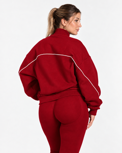 Wholesale <b>Women</b> Contrastline Zip <b>Jacket</b> Tracksuit Set Casual Two Piece Outfit Relaxed Fit Wide Leg Pants Matching Clothing - Product Image 4