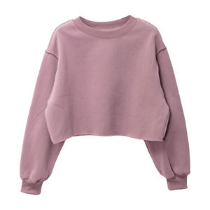 Sweat-shirts pour femmes en coton 100% uni, à manches longues, coupe ample, style crop top - Product Image 2