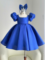 9 Robes de princesse de luxe pour filles en gros, robe de soirée en satin à manches bouffantes, robe d'anniversaire pour demoiselle d'honneur, usine de vêtements pour enfants sur mesure