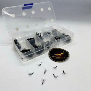 Extensiones de Pestañas DIY, Clusters de Pestañas de Pelo Sintético, Estilo Anime, Puntas Finas, 9D, Hechas a Mano, Curvatura D, Volumen Natural, Suaves, PBT - Product Image 1