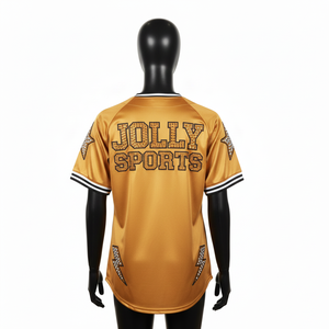Women Baseball Jersey High Quality Polyester Satin Fabric GSM <b>Gold</b> Tone Panel Design Custom Logo Women Cotton Baseball Jersey - Product Image 2