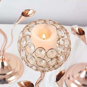 Luxury Gold Crystal Candle <b>Holder</b> Elegant Metal Table Centerpiece Decorative <b>Tealight</b> Stand - Product Image 4