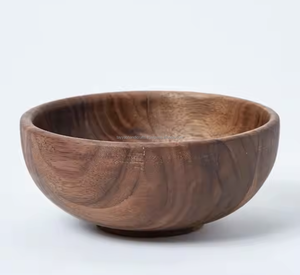 Ensaladera de madera de bambú respetuosa con el medio ambiente personalizada, diseño de tazón de bambú de La India - Product Image 1