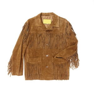 Men Women Vintage <b>Suede</b> Leather <b>Jacket</b> With Fringes Premium Western Style OEM - Product Image 1