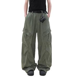 Pantalones Jogger Altos para Hombre, Personalizados, de Algodón Coreano, Resistentes, con Parches en las Rodillas, Estilo Industrial, con Bolsillos Laterales Anchos, para Correr - Product Image 1
