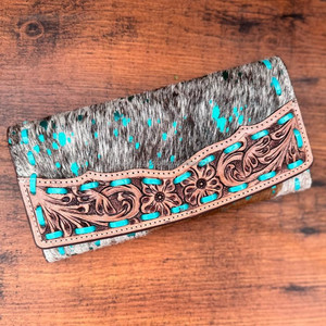 กระเป๋าสตางค์หนังสไตล์ตะวันตกใส่บัตรได้หลากหลายดีไซน์ใหม่กระเป๋าเงินหนังวัวแกะสลักด้วยมือ - Product Image 4