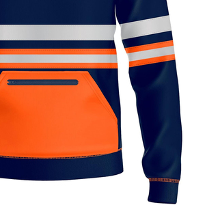 High Visibility Class 3 Safety Hoodie With Pockets Reflective Work Wear Construction With Black Bottom Custom Logo And Size - Product Image 6