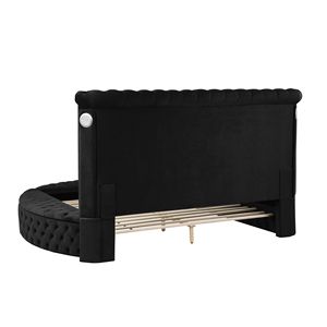 Letto matrimoniale Hazel imbottito in legno con contenitore, trapuntato, nero - Product Image 5