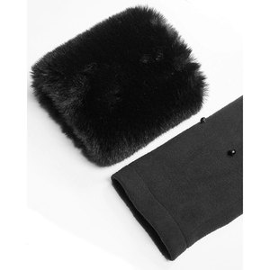 Abrigo largo gótico con capucha para mujer, chaqueta de invierno negra con piel sintética y alas de murciélago, venta al por mayor OEM ODM - Product Image 5