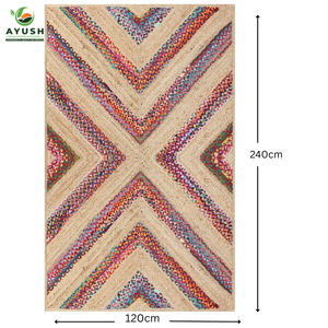Tapis artisanal coloré, minimaliste et confortable, en fibres de jute et coton, tapis sur mesure d'Inde - Product Image 2
