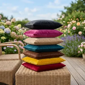 Ensemble de housses de coussin en velours uni multicolore avec des coussins décoratifs en tissu peluche doux pour canapé, chambre à coucher, décoration de la maison - Product Image 2