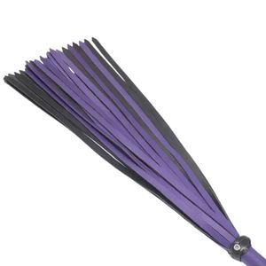 <b>Leather</b> <b>Flogger</b> Purple Black Straps With Chain Handle - Product Image 3