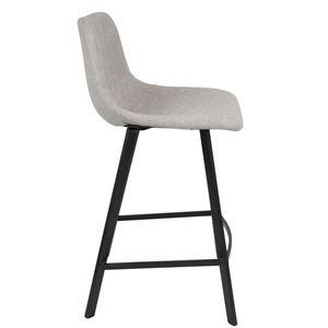 Set di 2 Sgabelli da Bar Industriali Outlaw Neri con Seduta in Ecopelle Grigia - Product Image 3