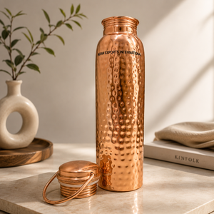 Botella de agua ayurvédica de cobre. (Cobre puro certificado) - Product Image 1
