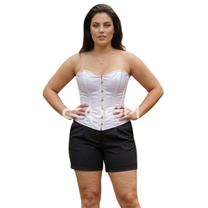 Corsé de satén blanco sin tirantes para mujer, top bustier para novias, fiestas y uso diario. - Product Image 6