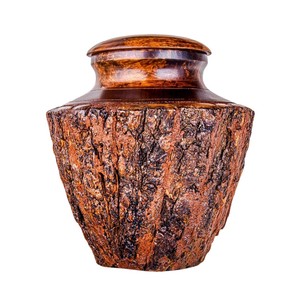Handcrafted Luxury Wooden Bark Cremation Urn For Human Ashes Large Adult Funeral <b>Memorial</b> <b>Box</b> With Lid Eco-Friendly Urns - Product Image 1