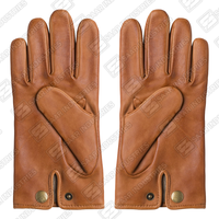 Gants en peau de mouton marron clair pour homme, mode hiver, classiques, à doigts complets, doux, faits à la main, thermiques, écologiques, fermeture à bouton-pression
