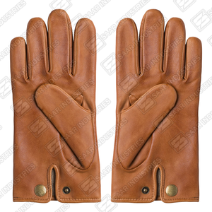 Mens Tan Brown Sheepskin Dress <b>Gloves</b> Classic Full Finger Soft Handmade Thermal Eco-Friendly Snap Button Closure <b>Touchscreen</b> - Product Image 5