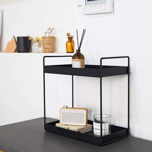 Étagère de rangement moderne en métal noir à 2 niveaux pour comptoir de cuisine, salle de bain, organisation de la maison - Product Image 3